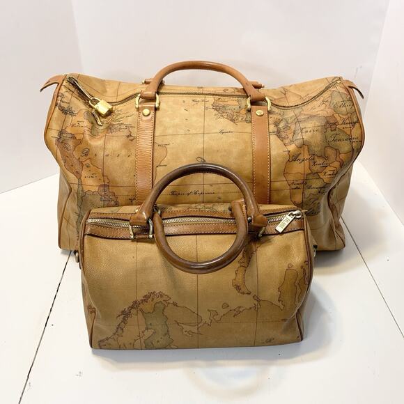 Vintage Alviero Martini 1A Classe Geo Weekender Travel Duffle Bag World Map 20" - Picture 16 of 16